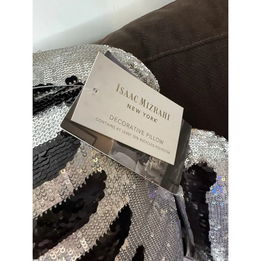 NEW!! 2025 Isaac Mizrahi 5 ft. Silver Sequin Skeleton Plush Pillow HTF Halloween